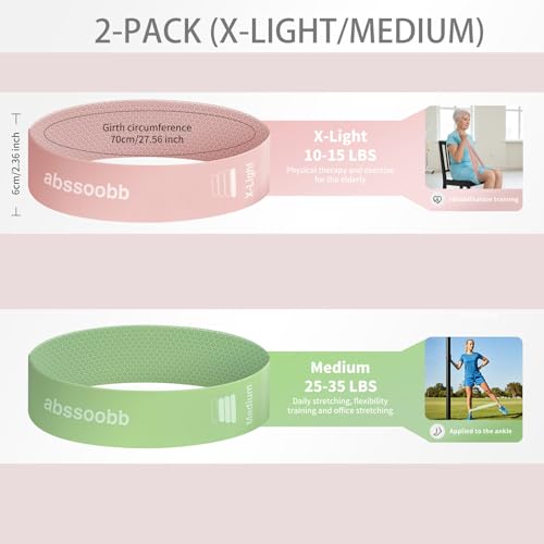 Silicone Resistance Loop Bands Latex-Free No-Slip Glute Booty Bands 2-Pack for Physical Therapy, Post-Op, Yoga, Pilates, Workout & Stretching