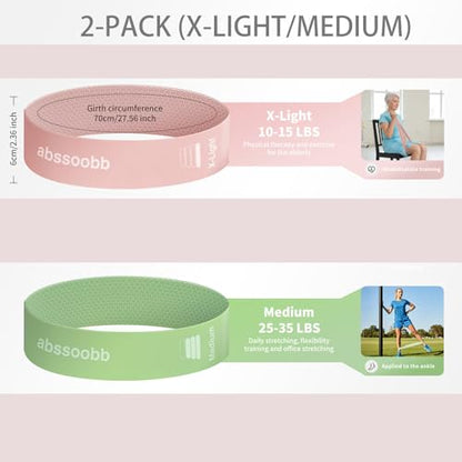 Silicone Resistance Loop Bands Latex-Free No-Slip Glute Booty Bands 2-Pack for Physical Therapy, Post-Op, Yoga, Pilates, Workout & Stretching