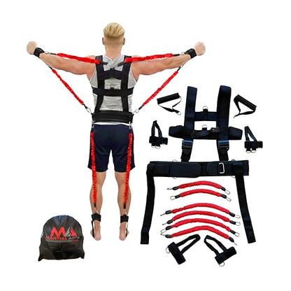 Ultimate Full Body Boxing Resistance Bands Vest for MMA Martial Arts Training at Home for Punches/Kicks, 230lbs Exercise Bands Fitness Workout to Enhance Explosive Power/Speed/Agility