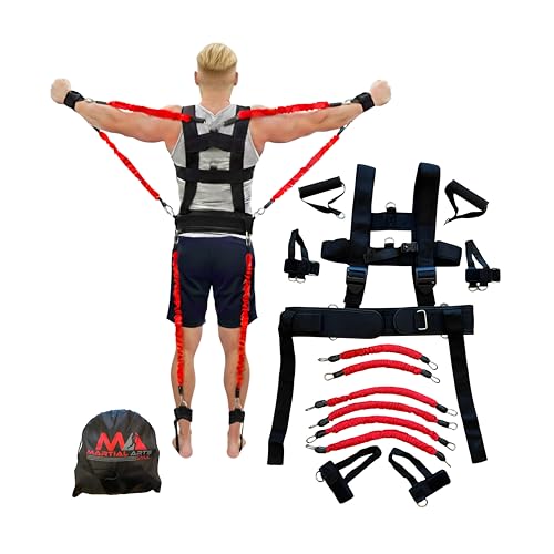 Ultimate Full Body Boxing Resistance Bands Vest for MMA Martial Arts Training at Home for Punches/Kicks, 230lbs Exercise Bands Fitness Workout to Enhance Explosive Power/Speed/Agility