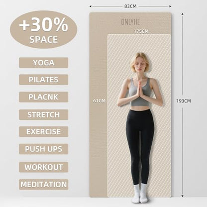 Extra Long & Wide Yoga Mat for Tall Men & Women,76''x32.6''x7mm - High Density TPE Non-Slip Both Sides, Lightweight 1.1kg with Superior Cushioning for gymnastics, Pilates, Home, Workout