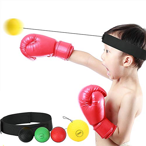 Soft React Head Ball, Boxing Reflex Ball 4 Balls Head‑Mounted Boxing Reflex Ball Set, Boxing Exercise Ball for Fitness Sports, Hand Eye Coordination