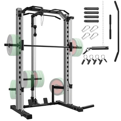 OPPSDECOR All-in-One Adjustable Smith Machine with LAT-Pull Down System - color: Grey