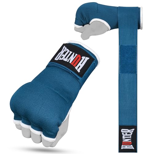 HUNTER Gel Boxing Hand Wraps for Men & Women, Quick Inner Gloves with Wrist Support for MMA, Muay Thai, Kickboxing & Martial Arts Training, Knuckle Protection (Pair) - color: Sea Green, size: Small-Medium