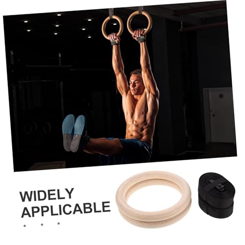 Abaodam Wooden Gymnastics Rings with Adjustable Straps Indoor Fitness Gear for Bodyweight Training Strength Building and Flexibility Enhancement Versatile Gym Equipment for Home Workouts