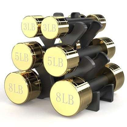 TECHNOAGE Round Dumbbell Sets with Steel Handle, Odorless Neoprene rubber Handle Cover - color: Black-6PC