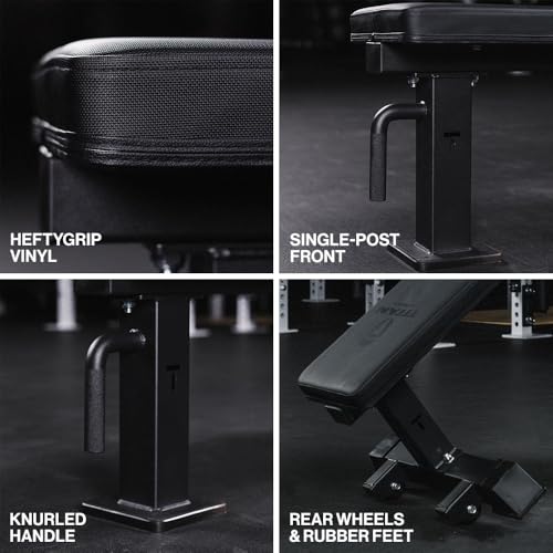 Titan Fitness Elite Series Single Post Flat Bench, Rated 1,000 LB, 2.5" Thick HeftyGrip Vinyl Pad, Dedicated Home Gym Competition Weightlifting & Strength Training Utility Bench - color: Black