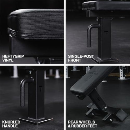 Titan Fitness Elite Series Single Post Flat Bench, Rated 1,000 LB, 2.5" Thick HeftyGrip Vinyl Pad, Dedicated Home Gym Competition Weightlifting & Strength Training Utility Bench - color: Black