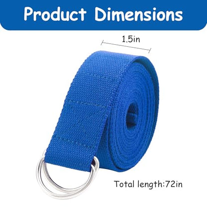 Stretching Strap Yoga Strap with Loops Stretch Straps for Physical Therapy Non Elastic Exercise Strap for Pilates Dance and Gymnastics - color: Blue