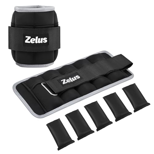 ZELUS 1 Pair Adjustable Ankle Weights, 2 4 6 8 10 lb Modularized Leg Weight Straps for Women Men, Weighted Ankle Weight Set with Removable Sandbags, 1-5 lb per Ankle Strap for Gym Yoga Jogging Walking - color: BK-Reflective strips, size: 5 lbs x 2