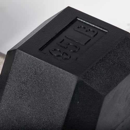 Titan Fitness Free Weights, Rubber Coated Hex Dumbbell, Straight Stainless Steel Handle, Strength Training, Full Body Workout - style: Adjustable