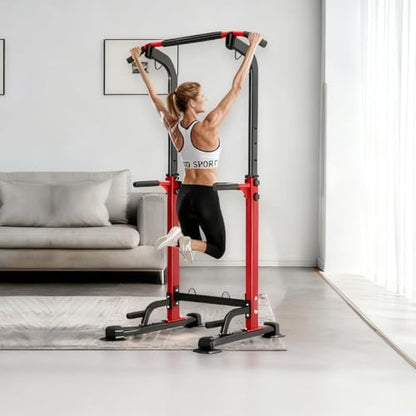 Pull Up Dip Station for Home Gym, Heavy Duty 330LBS Strength Training Power Tower, Multi-Function Fitness Workout Station for Chin-Ups, Dips & Push-Ups
