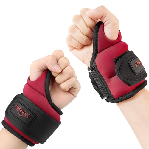 Frelaxy Wrist Weights with Thumb Loops Lock for Men Women 1lb*2 2lbs*2 3lbs*2 Ankle Weights Weighted Gloves for Running Strength Training Yoga Walking Exercises - color: Red, size: 1 lb x 2