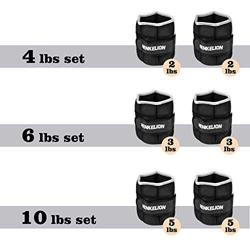 Henkelion 1 Pair 2 3 5 10 Lbs Adjustable Ankle Weights for Women Men Kids, Strength Training Wrist and Ankle Weights Sets for Gym, Fitness Workout, Running, Lifting - Black Grey Pink Blue Purple