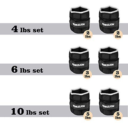 Henkelion 1 Pair 2 3 5 10 Lbs Adjustable Ankle Weights for Women Men Kids, Strength Training Wrist and Ankle Weights Sets for Gym, Fitness Workout, Running, Lifting - Black Grey Pink Blue Purple