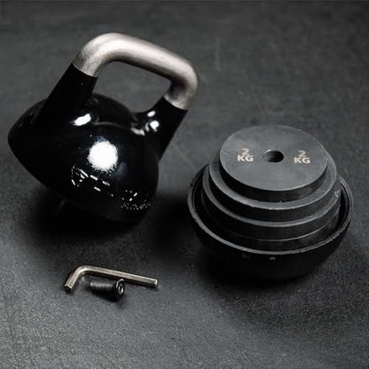 Titan Fitness Adjustable Competition Kettlebell, 12-32 KG, Ergonomic Smooth Grip Handle, Flat Base for Floor Exercises, Strength Training Kettlebells for Home Gym