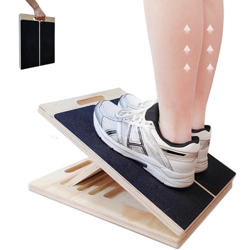 Calf Stretch Slant Board,Portable Slant Boards for Exercise,5-Level Adjustable Non-Slip Wooden Incline Board for Ankle Feet,Ankle Achilles Stretcher Board for Flexibility,Balance,Strength Training
