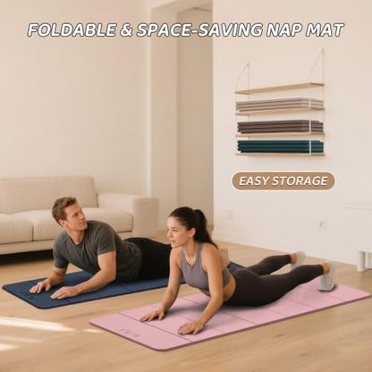 ILILI Foldable Yoga Mat 71 * 24 * 0.3 Inch - color: Light Pink