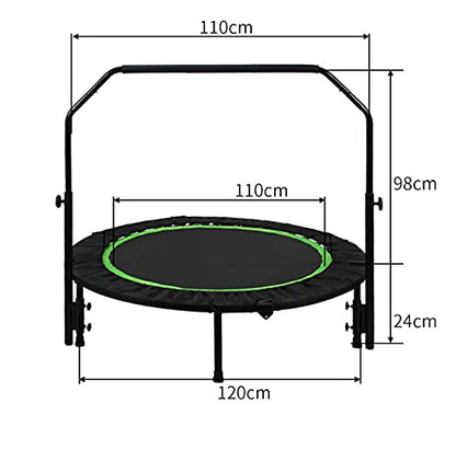 Replacement Trampoline Pad Outdoor 48In Fitness Trampoline with Handle,Mute Foldable Trampoline Mini Exercise Rebounder for Adults Kids Indoor/Garden Workout Equipment,Maximum Load 150Kg,Black