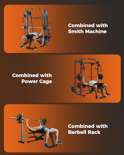 Garvee 8 in 1 Olympic Weight Bench Set with Leg Extension & Curl, Adjustable Bench Press Set with Rack, Preacher Curl Pad, Chest Fly，Lat Pulldown, Multi-Function Home Gym Strength Training Equipment