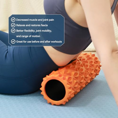 Foam Roller - 15 inch Deep Tissue Massager for Muscle Massage, Myofascial Trigger Point Release, Exercise, Yoga, Pilates & Stretching(Orange) - color: Orange
