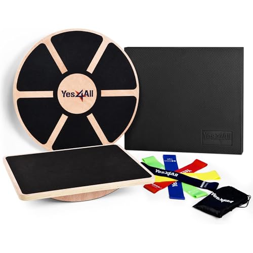 Yes4All Versatile Wooden Wobble Balance Board, Balance Trainer for Mobility Training, Standing Desk, Core Training, Exercise Balance Stability Trainer