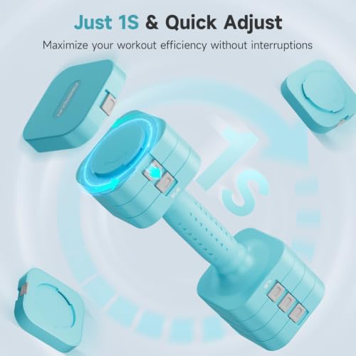 FEIERDUN DB3 5-in-1 Adjustable Dumbbell Set, 6LB/10LB Pair Adjustable Weights for Women at Home, Dual Locking Stable Hand Weights with TPU Soft Handle, Home Gym, Rehab, Pilates, Yoga, Strength Training - color: C-Mint Blue, style: 6LBS Pair (12LBS Total)