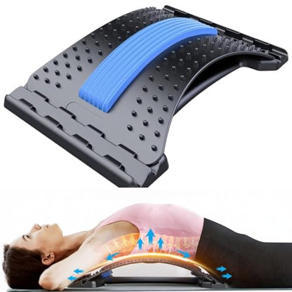YOLLO Back Stretcher for Lower Back Pain Relief, 4-Level Adjustable Lumbar Support Board, Back Cracker Device with Acupressure Points, Spine Decompression & Posture Correction for Home, Office & Gym