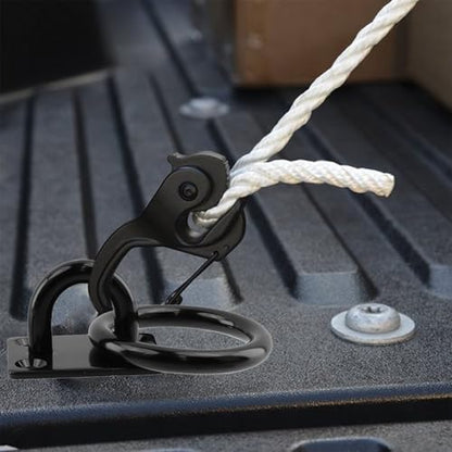 Semetall M8 Ceiling-Wall Mount Hook & Pad Eye Plate - 2Pack Stainless Steel Black Deck Hardware with Screws, Heavy Duty Anchor Rings for Boat Rigging, Yoga Swings, Hammocks & Marine Suspension - size: M8