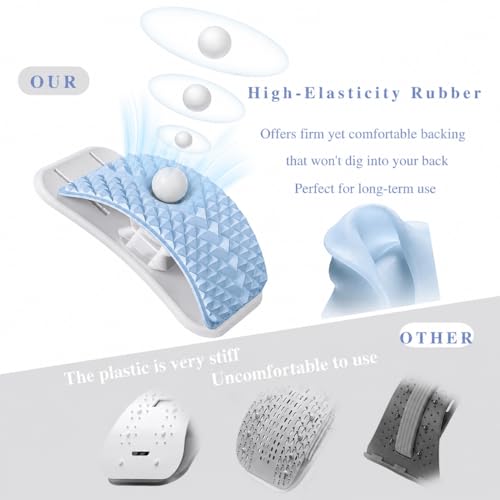 UJoowalk Back Stretcher for Lower Back Relief, Air Adjustable Lumbar Support Board with Extra-Wide Panel, 98 Massage Nodes, Spine Stretching Device for Posture Support & Flexibility (Blue)