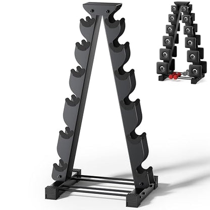 Dumbbell Rack Stand Only, Compatible with Peloton Weights, Ergonomic Weight Rack for Home Gym Dumbbells with 6-Tier, Space-Saving Home Gym Storage Rack, Plus Neoprene Set Storage, Compact