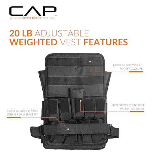 CAP Adjustable Weighted Vest 20–150 lbs for Strength Training, Running & Workouts, Weight Vest for Men & Women, Fitness Training Vest - style: 20lbs-S