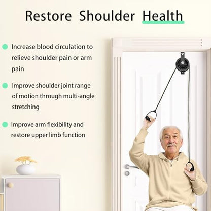 Shoulder Pulley for Physical Therapy with Adjustable Fixed Metal Bracket, Over The Door Pulley for Shoulder Rehab, Over Door Exercise Pulley for Shoulder Pain Reduction and Mobility Improvement