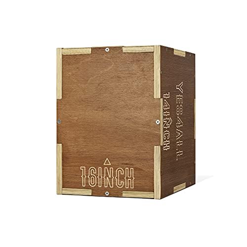 Yes4All Plyo Box, 3-in-1 Wooden Box Jumps for Home Gym, 450 lbs Boxes Step Up with Smooth Edges & Wide Built-in Handles for Jumping, Strength Training, Lunges, Squats, Dips - color: B. Wood - Espresso, style: 16" x 14" x 12"