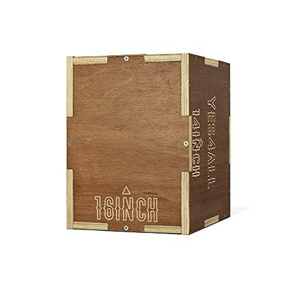 Yes4All Plyo Box, 3-in-1 Wooden Box Jumps for Home Gym, 450 lbs Boxes Step Up with Smooth Edges & Wide Built-in Handles for Jumping, Strength Training, Lunges, Squats, Dips - color: B. Wood - Espresso, style: 16" x 14" x 12"