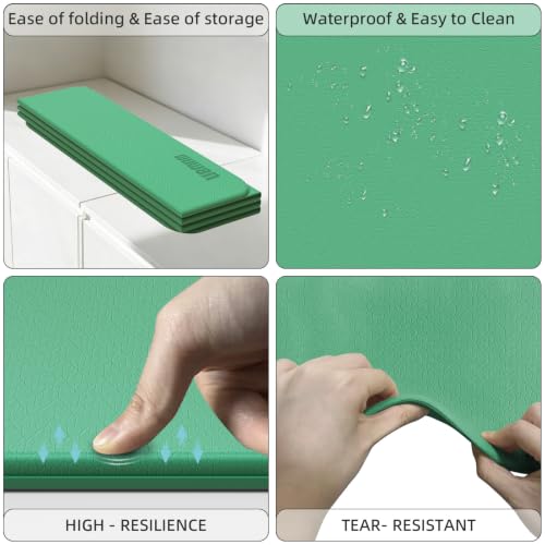 Yoga Mat Thick 10mm, Foldable Yoga Mat 75 x 26 x 0.4 Inches - color: Green