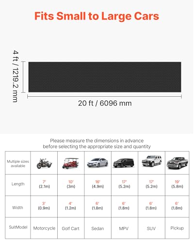 VEVOR Garage Floor Roll, 4 x 20 ft Garage Flooring Mat, 3 mm Thickened Rubber Diamond Plate Floor Protector Mat, Non-Slip, Wear-Resist, Waterproof, Easy to Clean for Warehouse, Gyms,Trailer, Black - size: 240"L x 48"W x 0.1"Th
