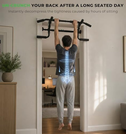 EAST MOUNT 2026 Upgrade Doorway Pull Up Bar for Door Frame, Adjustable Height & Width(29.5"–37.4"), No Screws, No Damage, No Removal Needed, 440 lbs Heavy Duty Home Gym Chin Up Bar