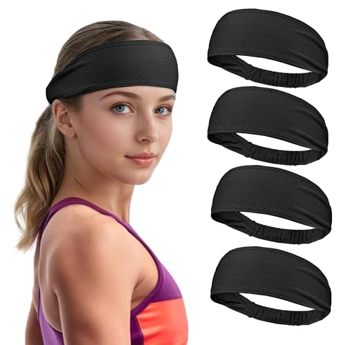 Sukeen Cooling Headbands for Women, Instant Cooling Moisture Wicking Non-Slip Sweatbands for Women Running Fitness Yoga - color: Black