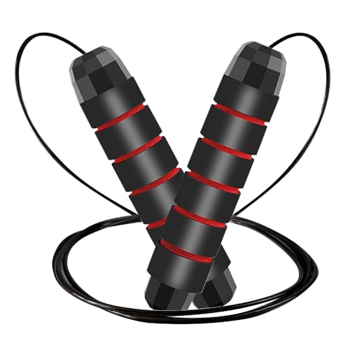 Jump Rope, Adjustable Jump Ropes for Fitness for Women Men and Kids Tangle-Free Rapid Speed Jumping Rope Cable with Ball Bearings Exercise&Slim Body at Home School Gym - color: Red