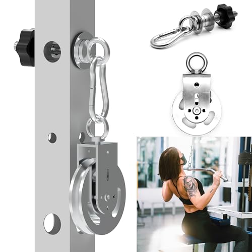 Heavy-Duty Power Rack Attachments, Quick-Install Home Gym Accessories for 2x2, 2x3 & 3x3 Power Racks, Fits 1/2" & 1" Holes - color: Power Rack Attachments with Pulley Wheel