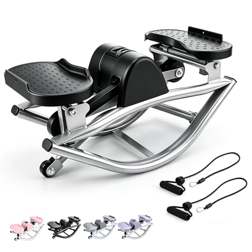 Rock Stepper with Resistance Bands Ultra-QuietHydraulic Lateral Stepper, Fully Assembled Side to Sidestep Rocker for Home Office, 250LBS Capacity