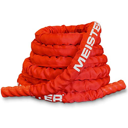 Meister Beast Professional Sheathed Battle Rope for Strength & Conditioning Gym Workouts - 2.5" Diameter - Red
