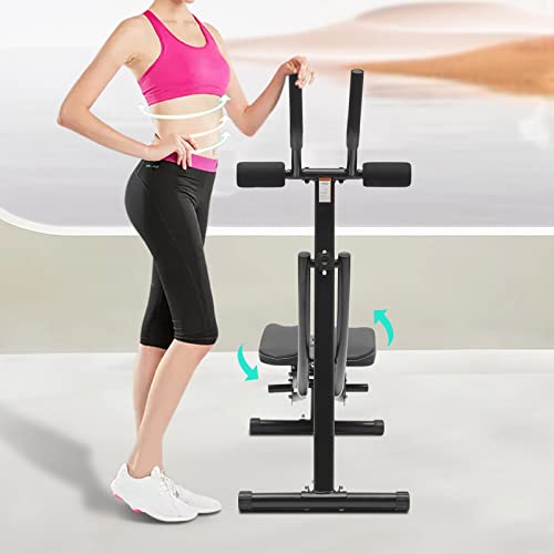 Ab Machine,Portable Core Abs Exercise Machine With LED Display And 6 Silent Rollers,3-Level Adjustment,Adjustable Ab Trainer Machine,For Abs Workout At Home Gym,Ab Machine For Home, Gyms,Etc (Black(Rotatable))
