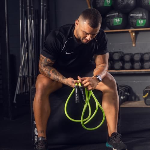 Muay Thai 3.0 Weighted Jump Rope for Men & Women - Professionally Designed for High-Intensity Training | Muay Thai, MMA & Fitness Jump Rope - Full Body Workout Weighted Rope - color: Neon 1.5lb