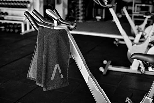 Black Organic Cotton Gym Towel for Men and Women - Silver Infused Sweat Towel, 500 GSM, 31.5"x15.75" - Soft Absorbent Workout Towel for Gym Yoga Sports, Exercise Towel