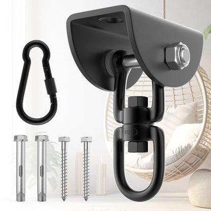 Hammock Hanging Kit, 1200 lb Capacity Heavy Duty Ceiling Hooks, 360° Swivel Swing Set Hanger for Hammock Chairs, Tree Swings, Yoga Swings, Heavy Bag Mount Supports Sandbag & Punching Bag