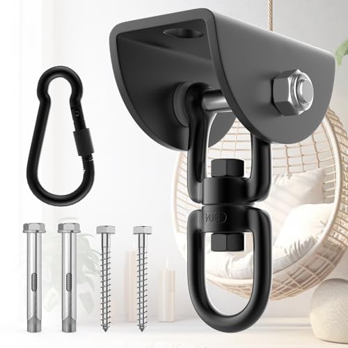 Hammock Hanging Kit, 1200 lb Capacity Heavy Duty Ceiling Hooks, 360° Swivel Swing Set Hanger for Hammock Chairs, Tree Swings, Yoga Swings, Heavy Bag Mount Supports Sandbag & Punching Bag