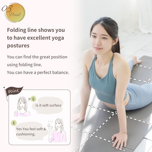 Primasole TPE Folding yoga mat Travel Double side Non-Slip Lightweight Pilates & Floor Workouts6mm thick Black Color PSS22NH013A
