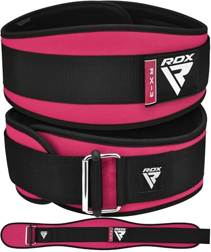 RDX Weight Lifting Belt AUTO LOCK, 6.5” Padded Back Support, Men Women Gym Fitness Strength Training, Bodybuilding Powerlifting Weightlifting Workout, Deadlift Squat, Pro Exercise Equipment - color: Pink, size: M